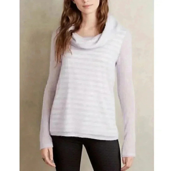 Anthropologie MOTH Alpaca Wool Blend Stripe Cowl Stripe Sweater - Picture 1 of 1